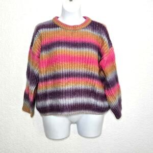 Like Love Women's Multi Color Sunset Pullover Sweater Size 3X Striped